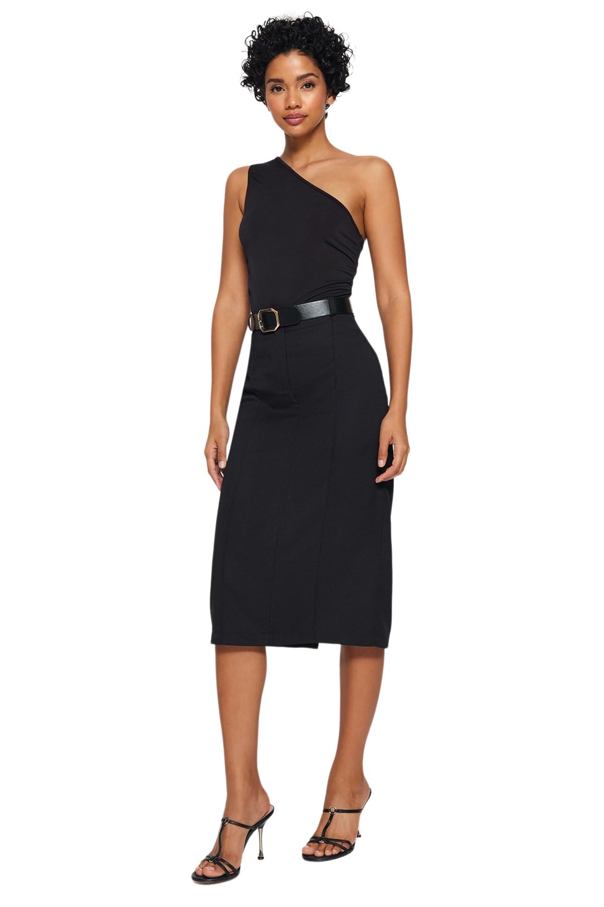 Trendyol Women's Black Straight Midi One Line Skirt Western, 8