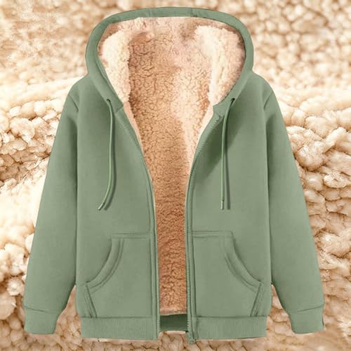 Women Soft Fleece Lined Zip Up Hoodie Casual Warm Sherpa Jacket with Hood - image 6