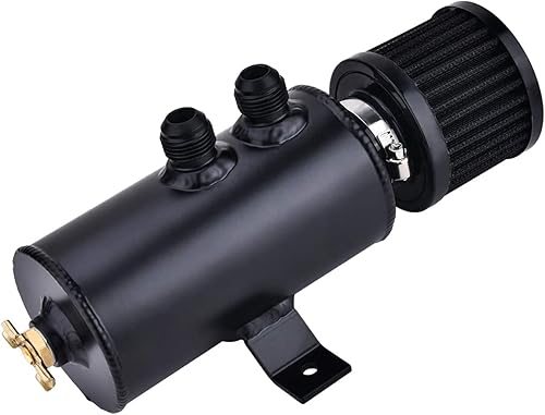 EVIL ENERGY 10AN - Lata de captura de aceite deflectado, tanque de respiración de aceite con válvula, aluminio universal de 25.4fl oz, negro