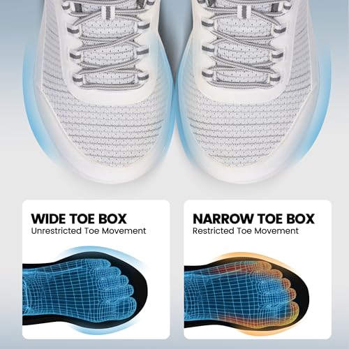 Image of Orthopedic Walking Diabetic Shoes Wide Toe Box Running Sneakers Lightweight Comfortable Shoes for Men and Women White