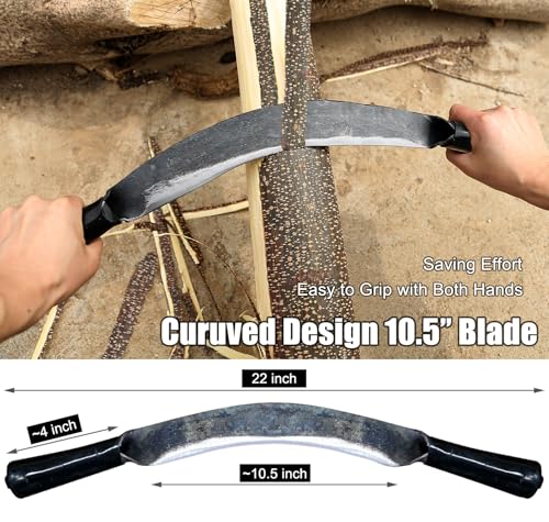 Image of Upgrade Tree Draw Knife Draw Shave Knife 10 inch- Debarking Tool-Full-Tang Wood Scraper for Woodworking Tool Bark Peeling Wood Shaver Tool