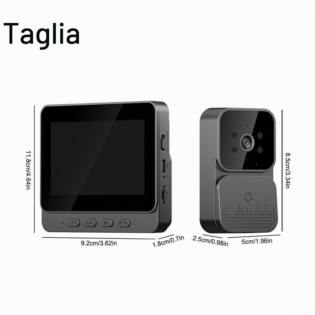 Videocamera per campanello senza fili, telecamera per campanello con monitor, di videocitofono con schermo da 4,3 pollici Videocitofono per campanello di sicurezza del telefono