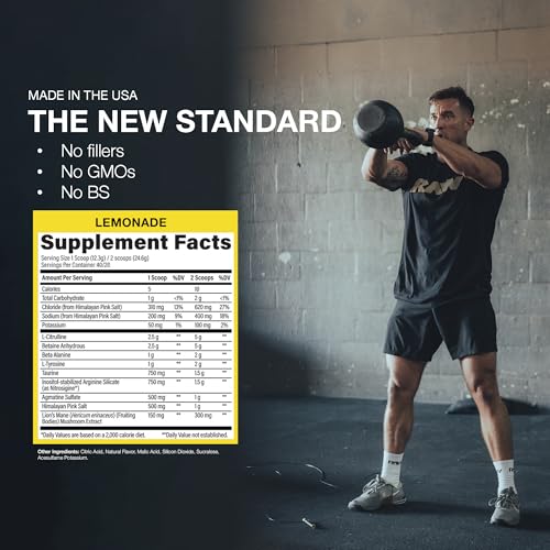 image for RAW Pump Stim Free Pre Workout (Lemonade) - Non-Stimulant Pre Workout 