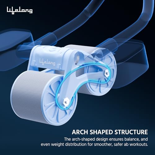 Image of Lifelong LLAR05 Abs Roller For Men, Abdominal Exercise Equipment For Home Gym- With Timer, Mobile Holder & Knee Pad-Exercise Wheels For Men & Women-Abs Workout Machine For Core Plank Workout, Blue