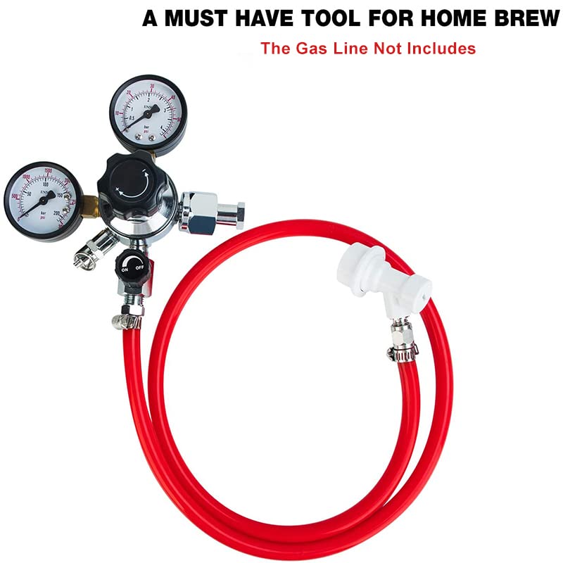 CGA-320 Regulator beczki, miernik CO2 Kegerator, ładowarka CO2, regulator piwa z zaworem do odłagania ciśnienia 2 obrotowe nakrętki 1/4 '' i 5 16