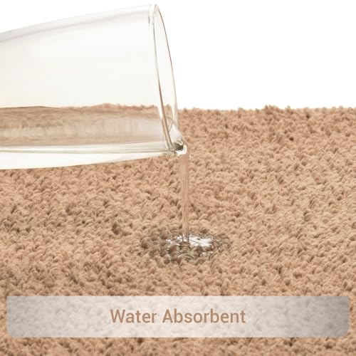 Image of Welspun Arlo Bathroom Mat Anti Slip | Soft Absorbent Bathmat | Quick Dry Polyester Floor Mat for Bathroom | Anti Skid Bathmat | Machine Washable | 40 x 60 cm | Beige