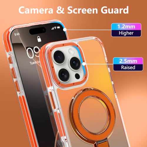 Image of Magnetic for iPhone 16 Pro Max 6.9 inch Case with Stand [Compatible with Magsafe] [Fashion Fluorescent Design] [1 Screen Protector] Translucent Matte Case for iPhone 16 Pro Max 6.9 inch 2024, Orange