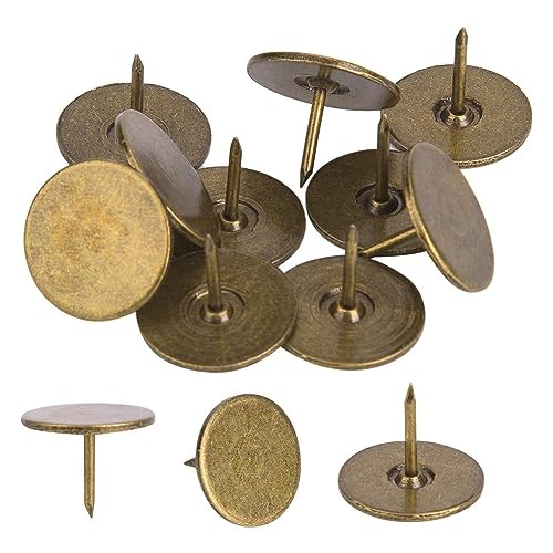 100 Uds. Tachuelas de Clavos para Tapicería, Pasador de Dibujo de Clavo para Muebles de Cabeza Plana de Estilo Vintage de Bronce para decoración de Puerta de Sofá de Muebles(19 x 15mm)