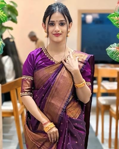Image of C J Enterprise Women's Banarasi Saree Pure Kanjivaram Style Silk Saree With Blouse Piece for Wedding (BS09)