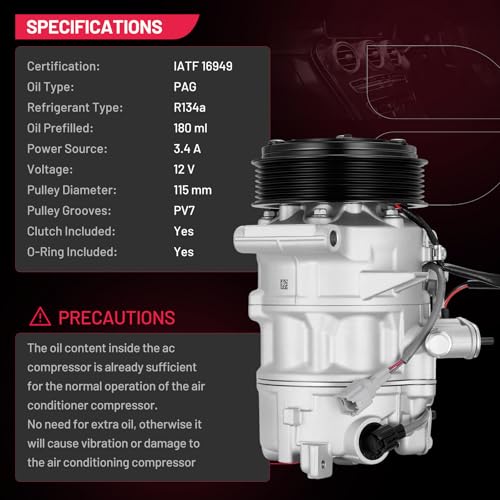 BDFHYK 98588 Air Conditioning A/C Compressor with Clutch Compatible with INFINITI Q50 V6 3.0L 2016-2021, Q60 V6 3.0L 2017-2020, Q50 V6 3.7L 2014-2016