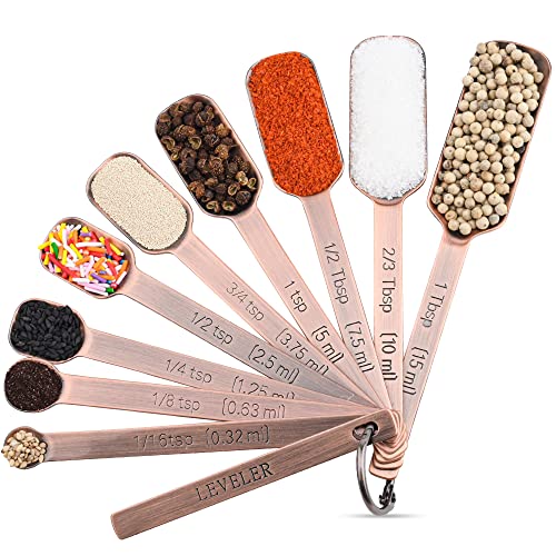 Set de vasos y cucharas medidoras de cobre y acero inoxidable miniatura 3
