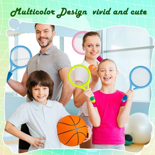 Set de 12 raquetas de tenis plásticas para niños miniatura 6
