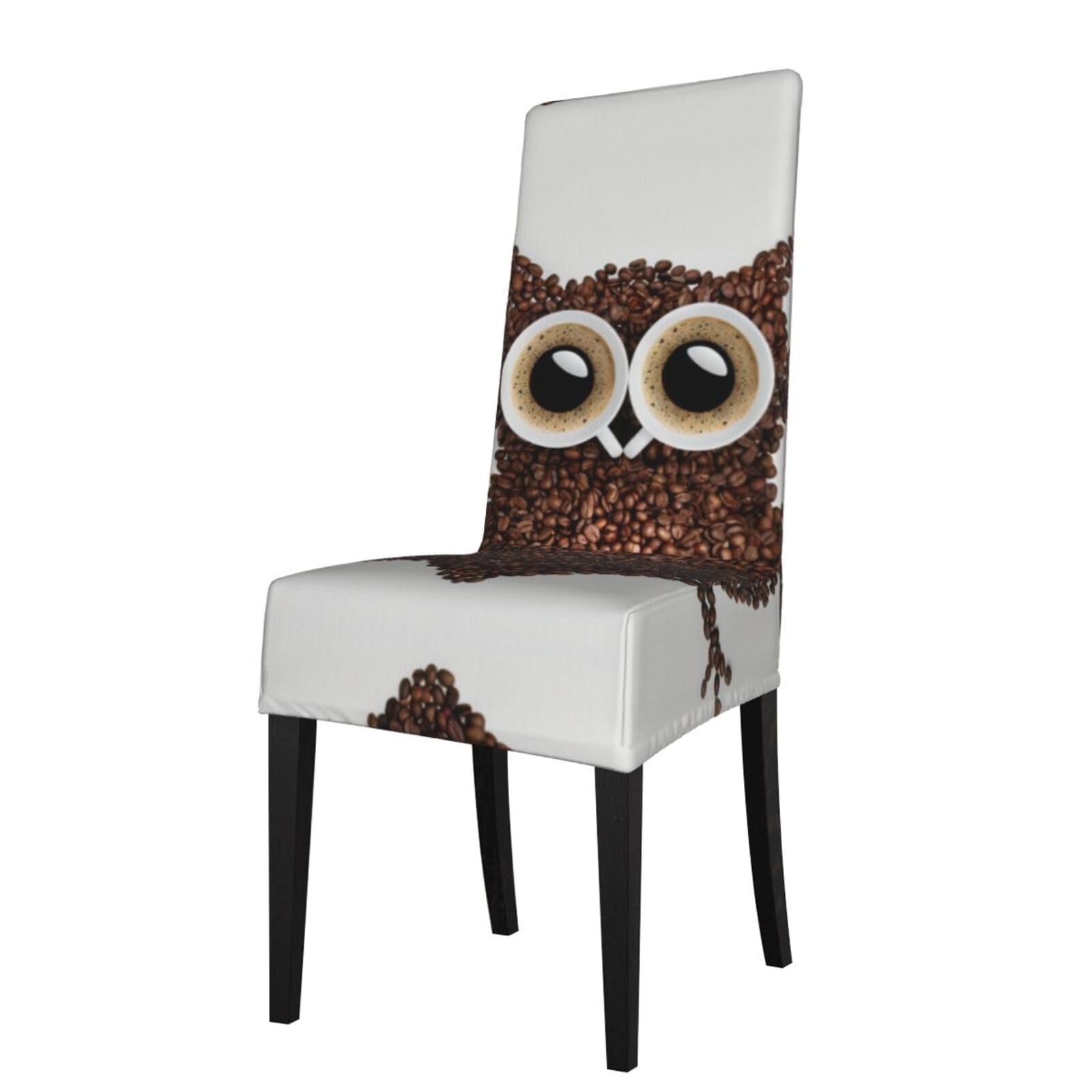 YYHWHJDE Coffee Bean Owl Prints Protection Cover for Dining Chair – Stretchable Slipcovers for a Refreshing Dining Room Makeover