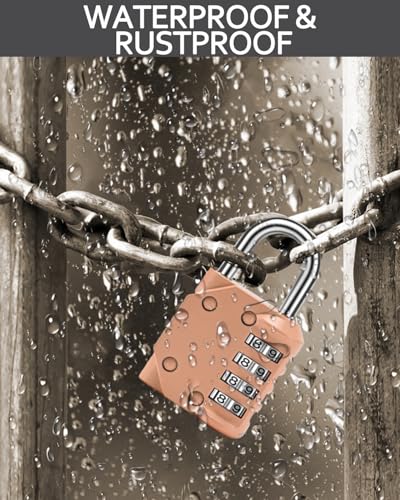 Image of Combination Lock Resettable Peachy-Pink 2 Pack 4 Digit Outdoor Waterproof Combo Padlock for School Gym Locker, Sports Locker, Fence, Toolbox, Gate, Hasp Storage