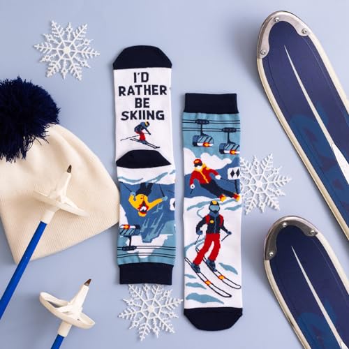 Lavley Fun Socks for Skiiers and Snowboarders - Funny Gifts for Men and Women who Love to Ski - Unisex, One Size Fits Most4