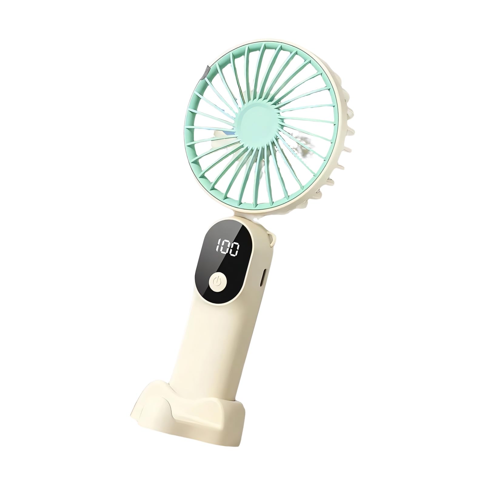 TAZIZI USB Rechargeable Small Fan Portable Handheld Fan with 6 Speed Setting Quiet Operational for Travel and Home Use LED Digital Temperature Display