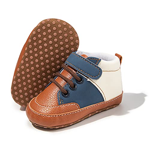 Image of Meckior Baby Boys Girls Sneakers Toddler Dress Shoes Soft Rubber Sole Infant Moccasins Newborn Oxford First Walker Crib Shoes