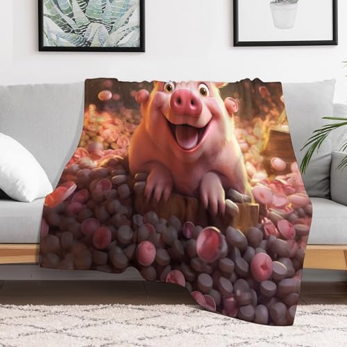 Couverture cochon douce idée cadeau originale 130x180cm jeté de canapé - 3