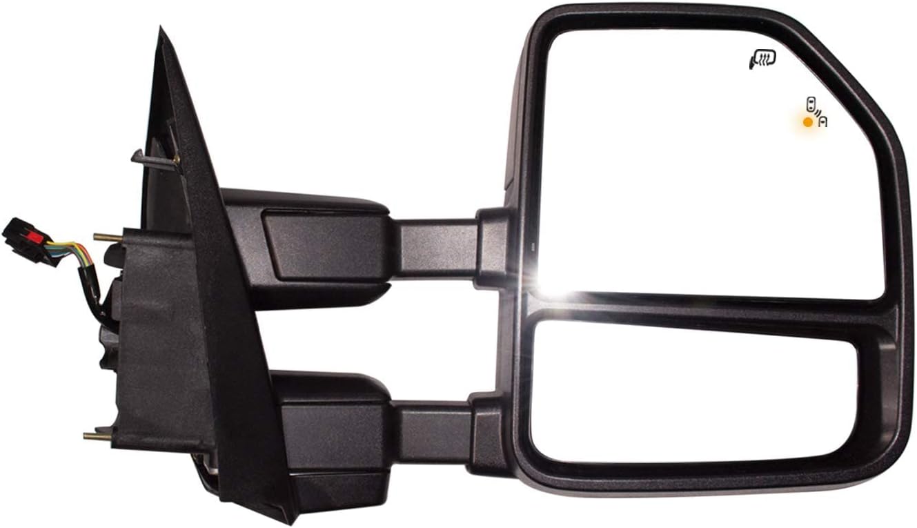 aerdm new towing mirror power heated compatible with ford super duty f-250 f-350 f-450 f-550 2017 2018 2019 pickup truck replacement extendable towing with turn signal,clearance and auxiliary lamp black