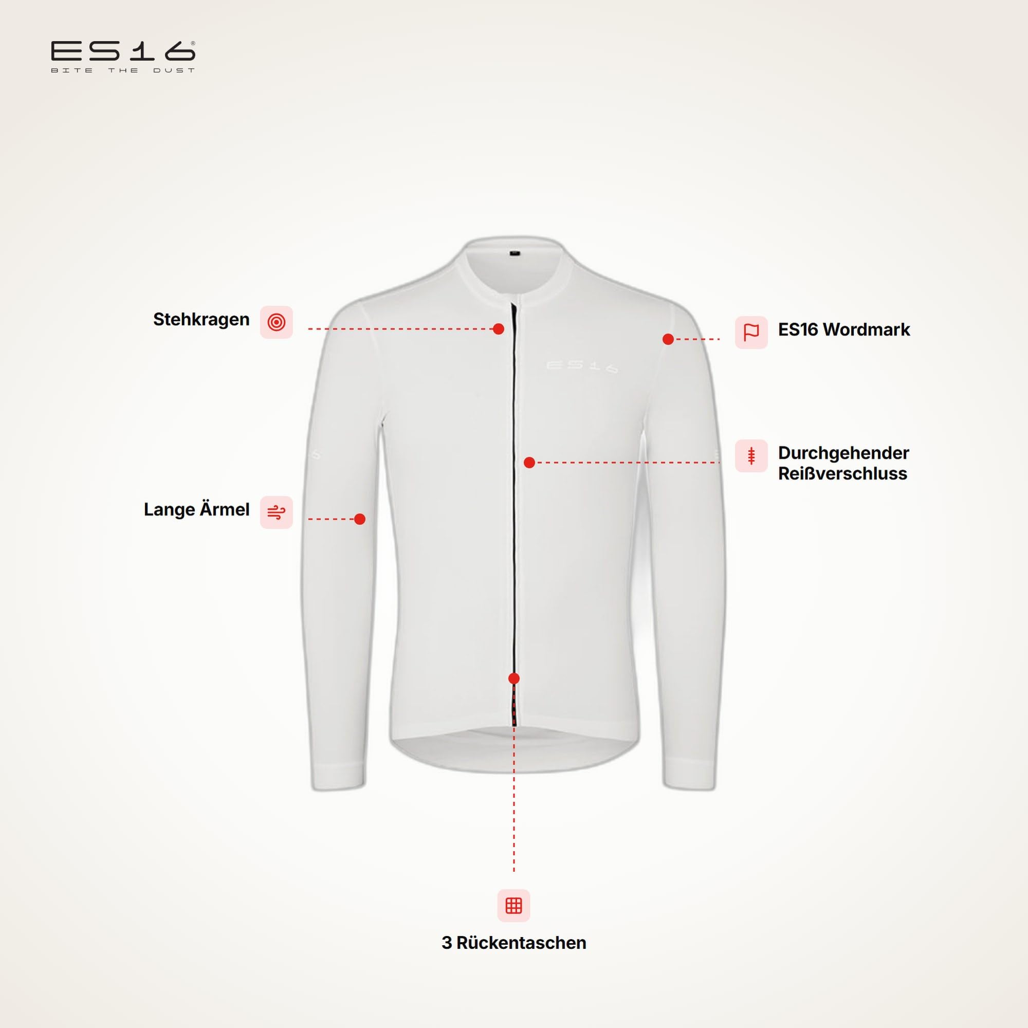Langarm-Radtrikot Herren Premium Long-Sleeve Cycling Trikot mit Mesh-Einsätzen, Race-Fit und Reißverschluss – Atmungsaktives Trikot für Übergangssaison