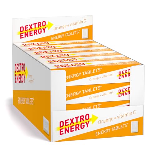 Dextro Energy Orange Tablets | Fast Acting carbohydrates for a Quick Burst of Glucose | with Vitamin C for Reduction of Tiredness and Fatigue | Vegan | 47g (Pack of 24)