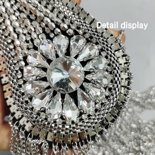 Image of Fashion rhinestone metal tassel epaulettes stage catwalk clothes accessories shoulder pad badge suit outer dress epaulettes DIY clothing accessories pins for men and women (one pair)