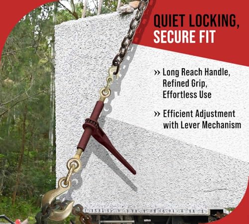Image of (6 Pack) 5 /16 inch - 3 /8 Heavy Duty Ratchet Lever Load Chain Binder w /Grab Hook one Side, 1 /2 inch Slip Hook on Other 6,600 Lbs Working Load Limit