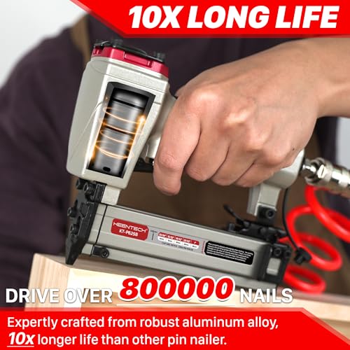 Image of KEENTECH Pneumatic Pin Nailer 23 Gauge, Pin Nail Gun with 2160pcs 5 /32 inch to 1 inch Pin Nails, Headless Air Micro Pinner with Exceptionally Low Jam Rate for Cabinets, Interior Decoration, Windows, Crafts