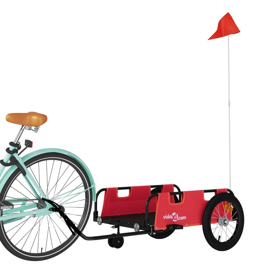Remolque de bicicleta azul de tela Oxford y hierro con recubrimiento en polvo x x capacidad de carga con acoplamiento, barra de tracción y reflectores para equipaje, compras y actividades al