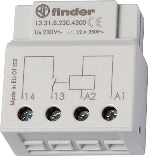 Finder 133182304300PAS Relais zum Einbau an der Dose/hinter der Steuertafel, 1 Schließer, 230 V AC, 12 A bei 250 V AC