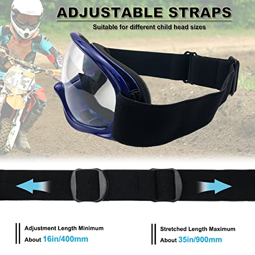 Kids Dirt Bike Goggles Impact-Resistant Adjustable Child Youth Atv Motorcycle Off-Road Riding Motocross Racing Cycling Goggles Glasses For Boys & Girls (Blue) #TOP3