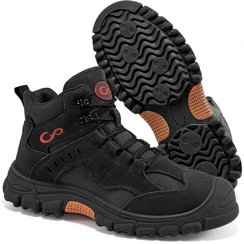 Image of Ablanczoom Work Boots for Men Steel Toe - Safety Working Boots Mens Industrial Construction Footwear Slip Resistant Comfortable Breathable Durable Boot