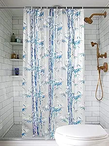 Tarolo PVC Plastic Floral Shower Bathroom Curtain, 54x78 inches (Blue)