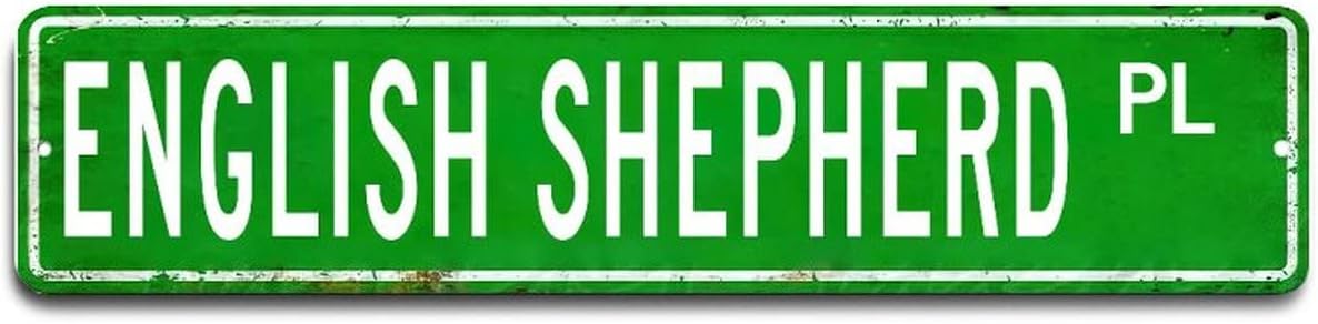 Street Metal Sign English Shepherd Retro Decorative Aluminum Tin Signs 4x18 Inch Man Cave Metal Sign for Office School Classroom Nursery Countryside Decoration