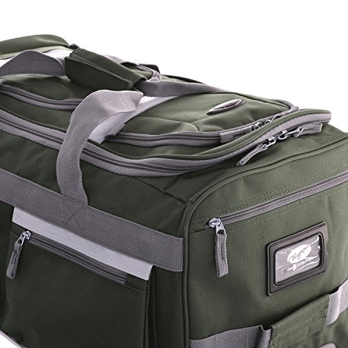 Olympia 8 Pocket Rolling Duffel Bag, Green, 22 inch