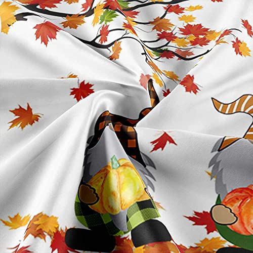 Jawo Romantic Fall Shower Curtain, Autumn Harvest Pumpkin Gnomes Falling Maple Tree Leaves Thanksgiving Farmhouse Bathroom Shower Curtains Set With Hooks, 69X70 Inches #TOP3