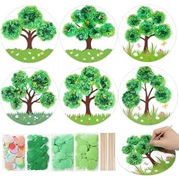 ZOIIWA Nature Classroom Poke-in Craft Kit Make Your Own Green Tree Ornament Plant Tree Crafts Kit Summer Poking Art Decor for Home Creative Activity Art Project School Party Decor Supplies 12 Sets