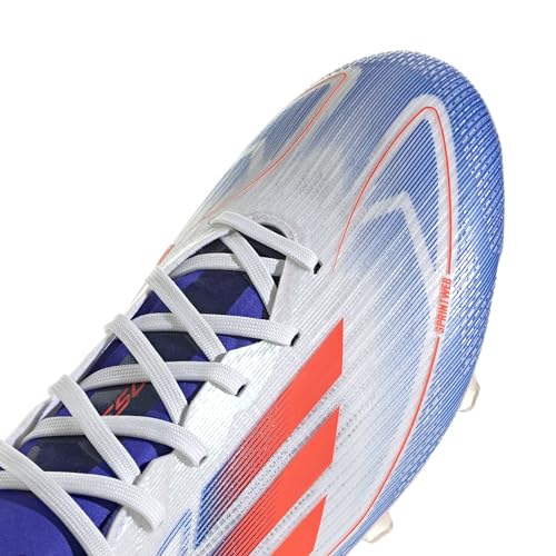 adidas Tênis unissex adulto F50 Pro Firm Ground, Branco/vermelho solar/azul lúcido, 14 Women/13 Men