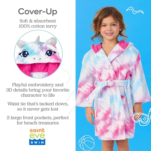 Image of Saint Eve Kids Hooded Terry Robe - Super Soft & Plush 100% Cotton Beach and Pool Fun Character Cover-Ups for Boys & Girls
