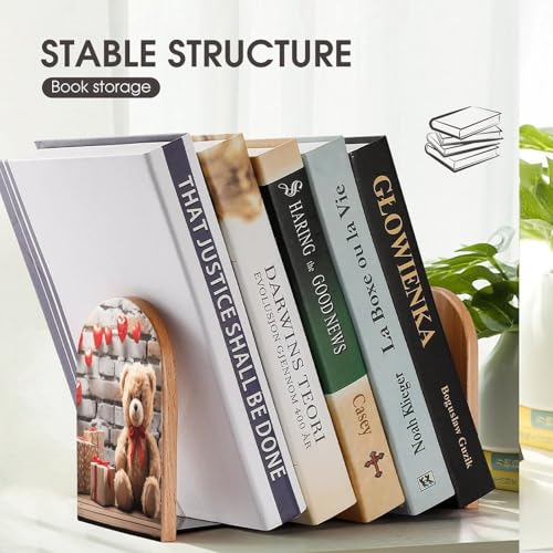 Sujetalibros de madera antideslizante soporte universal económico 1 par 8