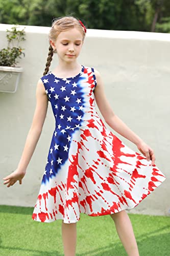 Enlifety Girls 4th of July Dress Sleeveless Patriotic Dresses USA Flag Sundress for Kids Girl 4-13 Years3