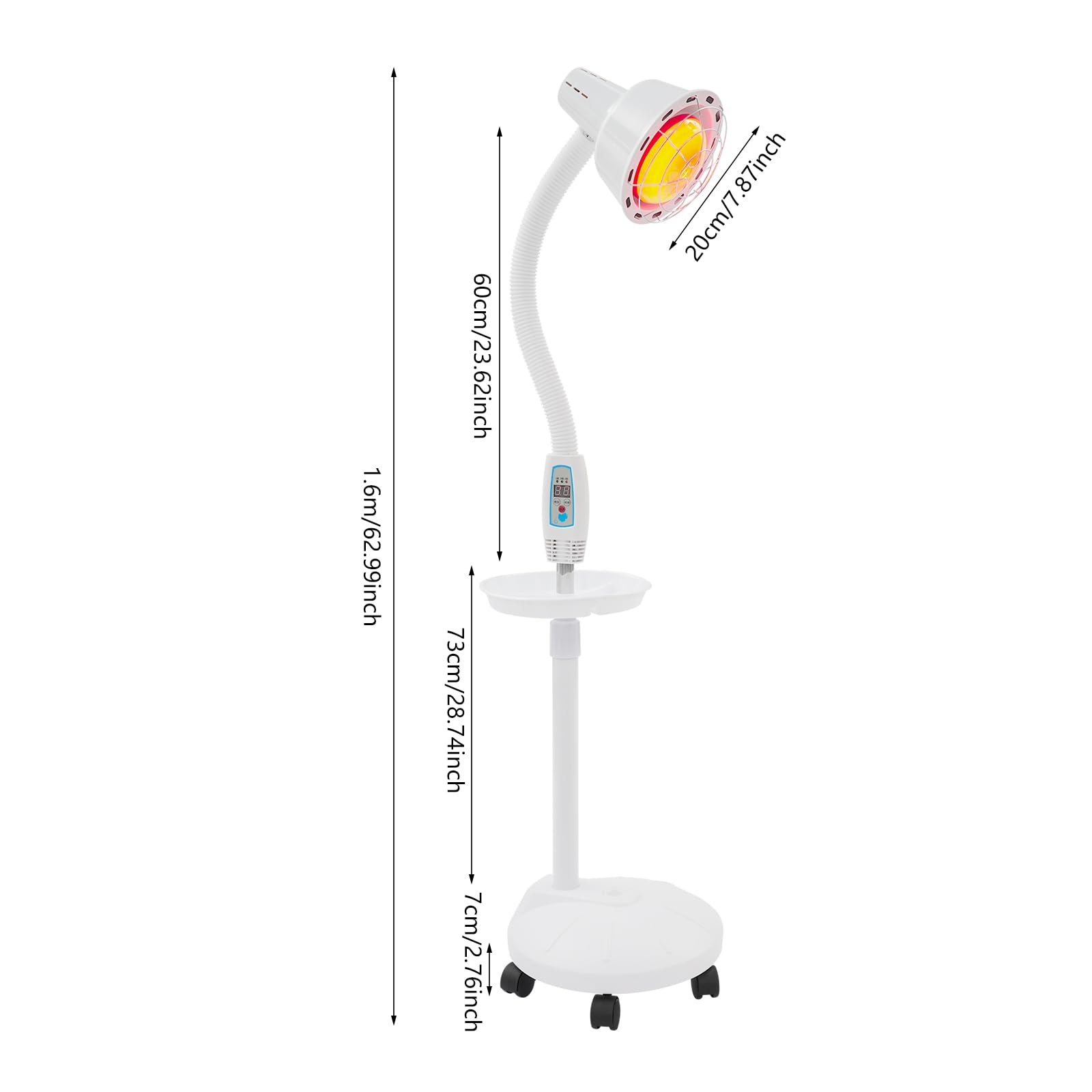 Lampa podczerwieni, 275 W, promiennik podczerwieni z elastycznym ramieniem, regulacja temperatury i wysokości