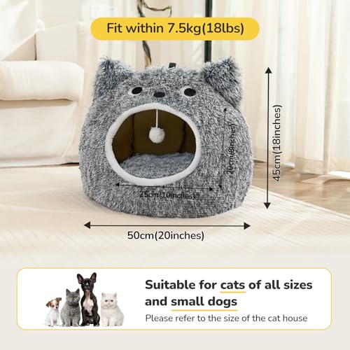 CATISM Cat Cave Bed - Washable Sleeping Place for Cats Plush Pet Cat Pillow House Cushion Fluffy Kitten Puppy Cuddly Bed Pet Bed - Image 3
