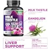 Milk Thistle Supplement - Advanced Liver Cleanse Detox & Repair with Dandelion Root Extract - Natural Milk Thistle Silymarin Marianum Extract Liver Health Support, Non-GMO, Bottled USA - 60 Capsules