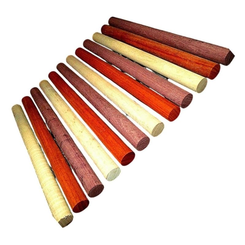 MULTIPAK (9) Colorful Round Dowel Rod Maple, Purpleheart, PADAUK 12" X 15/16"