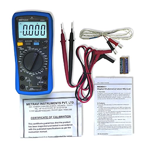Image of Metravi 6030A+ Digital TRMS Multimeter with 6000 Counts, NCV, Live Wire Testing & High Capacitance Range