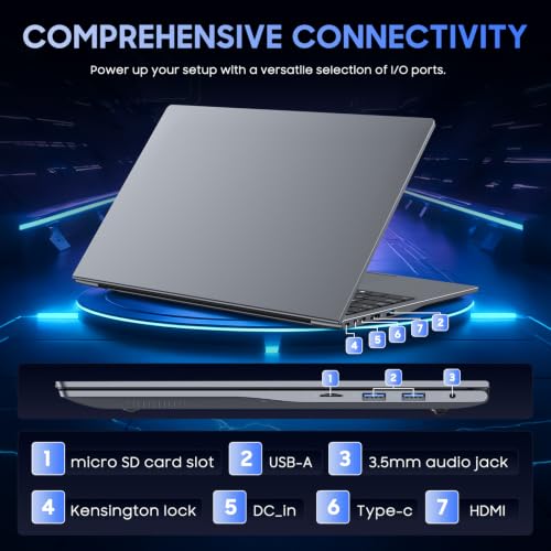 Image of AE86 15.6 inch Laptop, 8GB RAM 256GB SSD, Win 11 Pro Laptops, MS Office 2024, in tel Core M3 Processor, Full HD Display, USB-C, HDMI, Thin Business Notebook PC for Work, Study, Home (Gray)