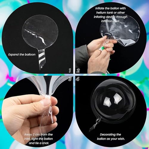 Image of Atpata Funky Clear Transparent Bobo Balloons | Stuffable Bubble Balloons for LED Lights, Confetti, Feathers | DIY Party Decor for Birthday, Anniversary, Festivities (50pcs Pack, 10 INCH)