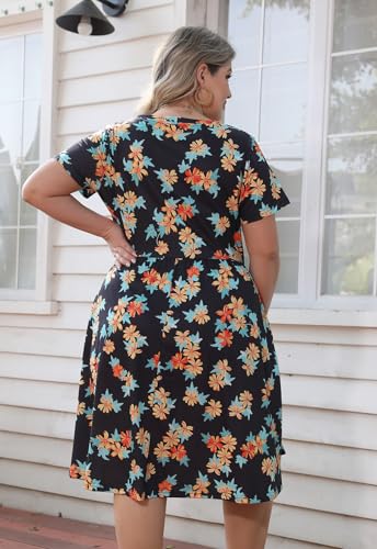 Image of Nemidor Women Plus Size Casual Dress Midi Flt Flare Pocket