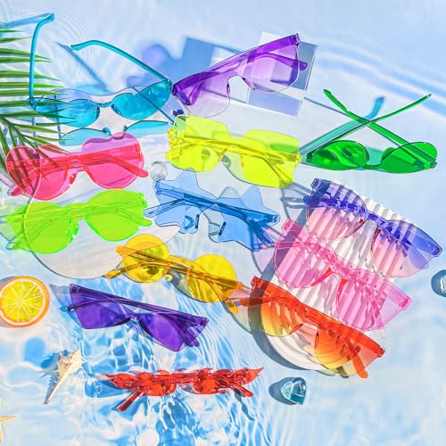 Pibupibu 24/48 Pack Mixed Rimless Colorful Party Sunglasses Bulk, Fun Party Glasses Photoshoot Prop Costume Eyewear4